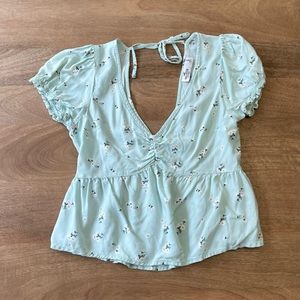 Hollister Mint Floral Blouse - Size S